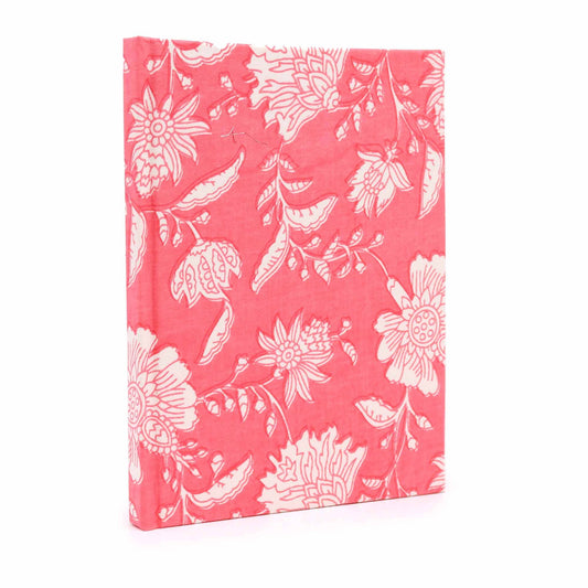 Cuaderno tapa en algodón - Floral rosa