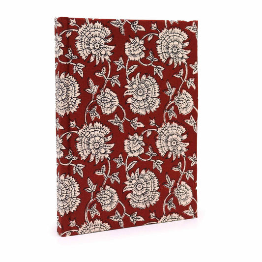 Cuaderno con tapa de algodón - Floral burdeos