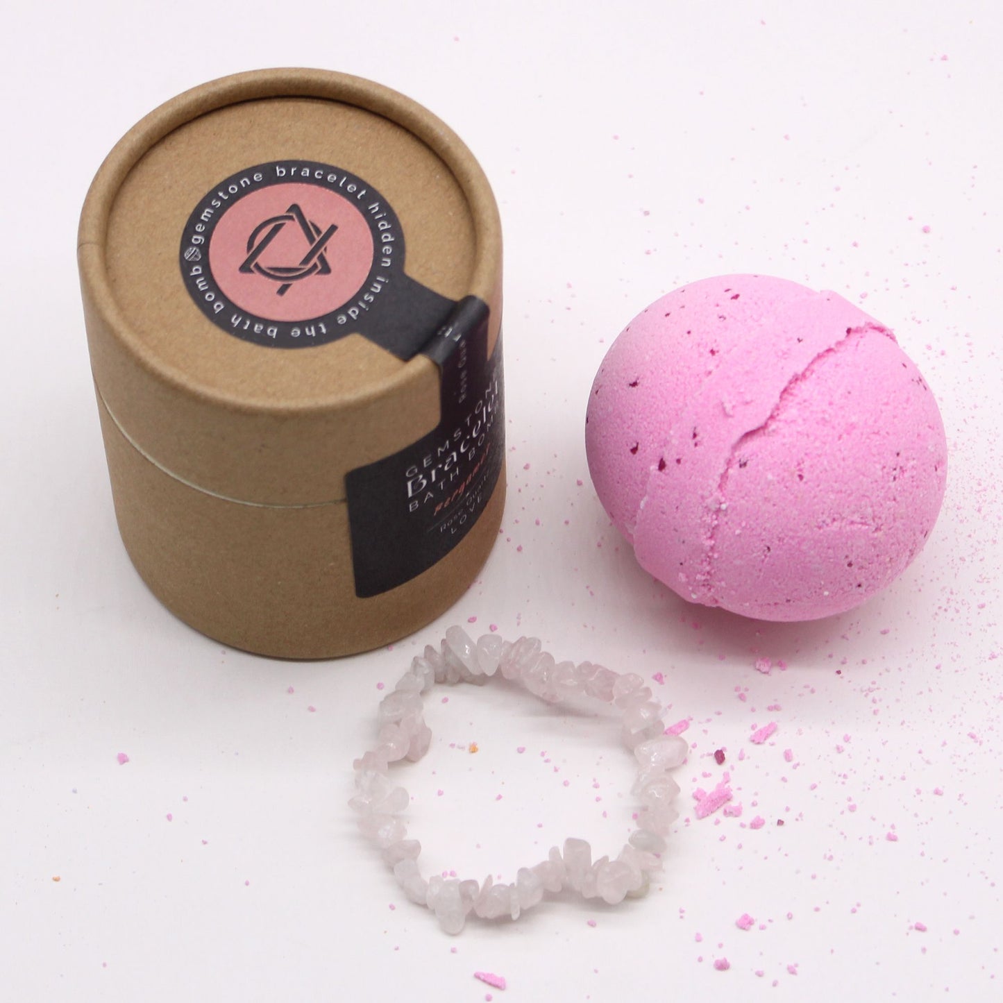 Bomba de baño con Pulsera de Cuarzo rosa
