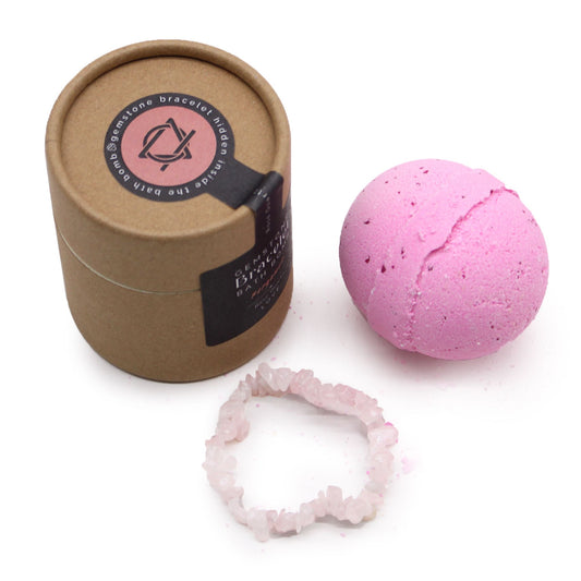 Bomba de baño con Pulsera de Cuarzo rosa