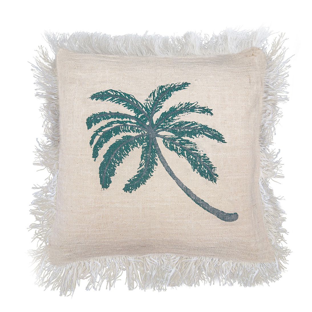Funda de Coixí de Lli 45x45 Palmera amb Flecs