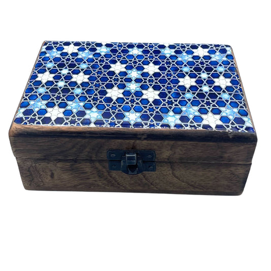 Caja Cerámica Esmaltada estrellas - MEDIANA