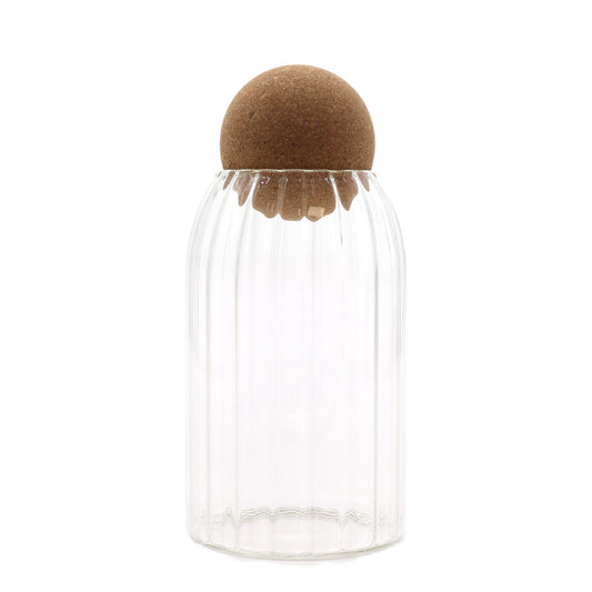 Tarro de cristal Cottage con bola de corcho - 15 cm