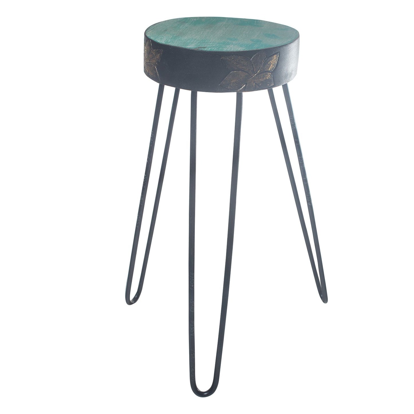 Soporte de madera - Detalle turquesa y dorado