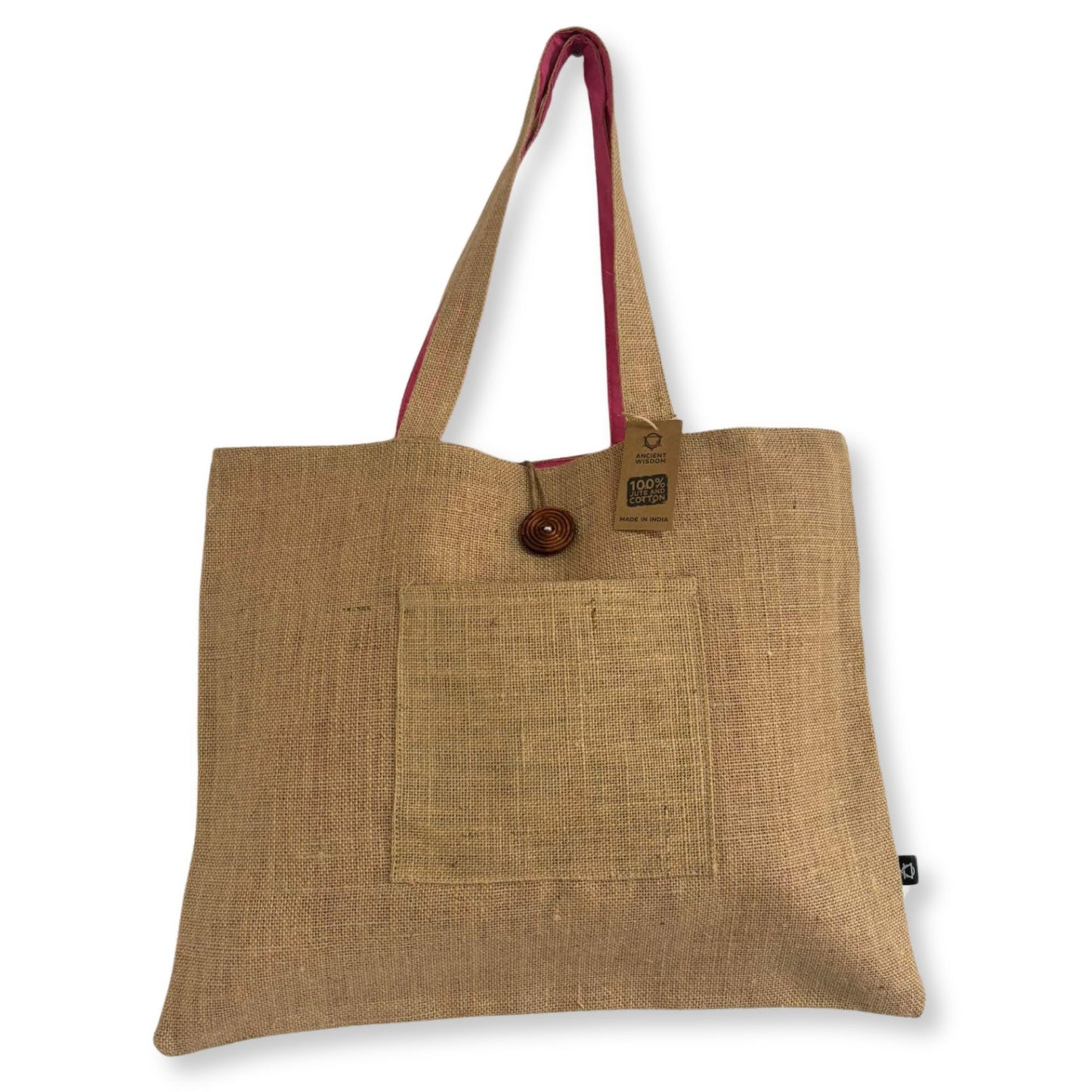 Bolsa Grande Reversible de Yute y Algodón - Rosa
