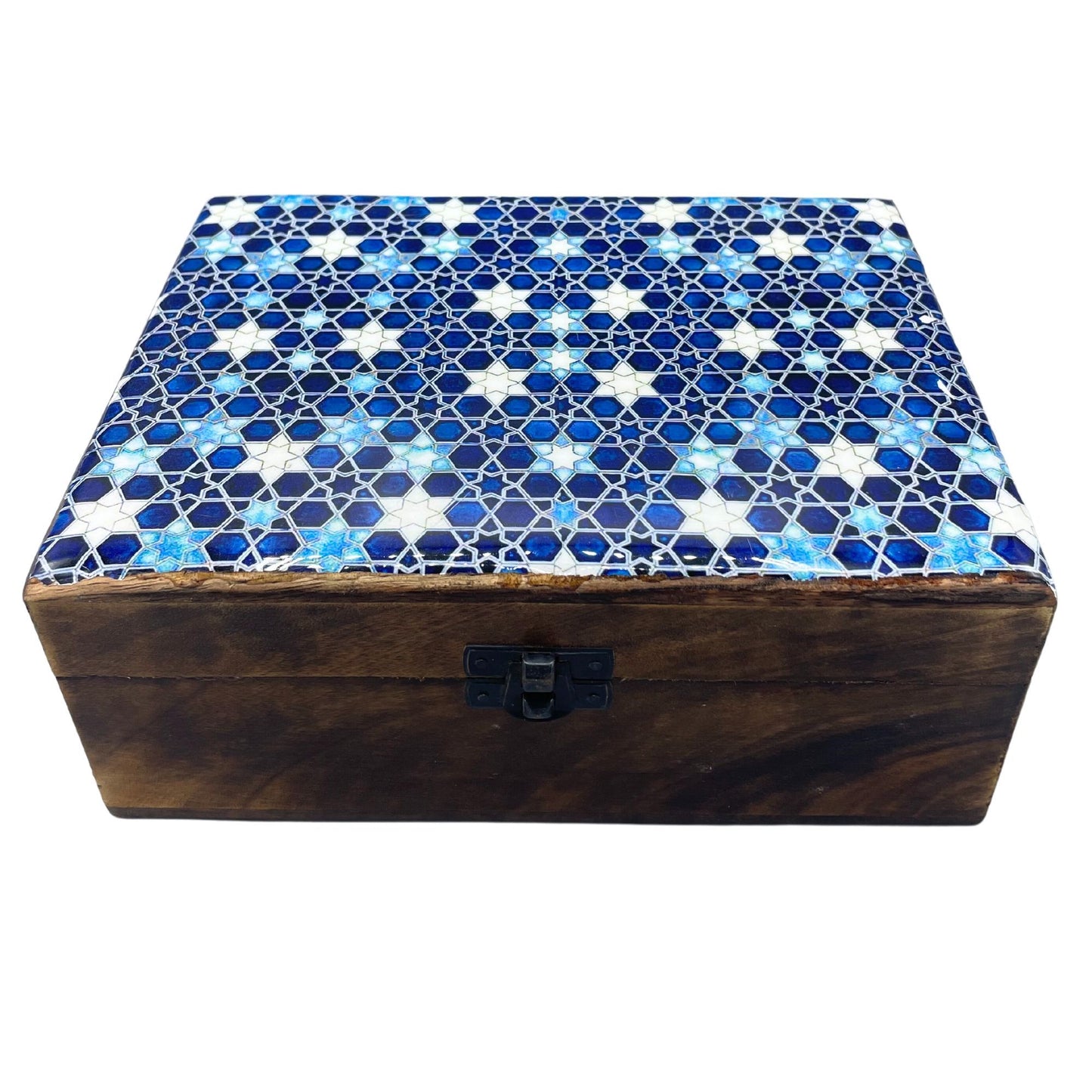 Caja de Cerámica Esmaltada estrellas - GRANDE
