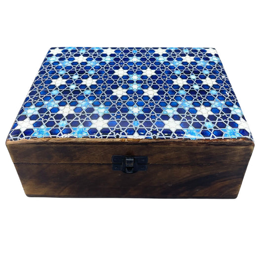 Caja de Cerámica Esmaltada estrellas - GRANDE