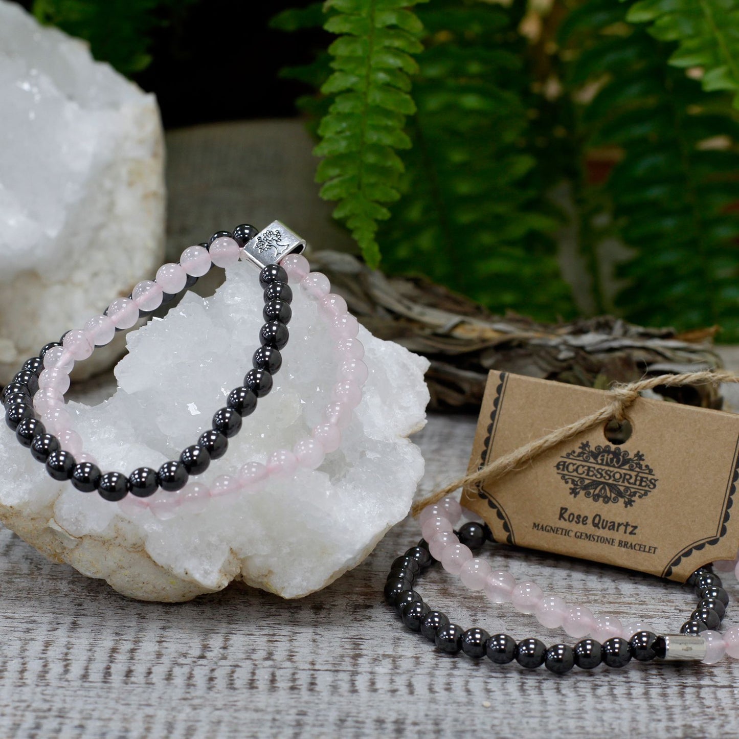 Pulsera de Cuarzo rosa - Magnéticas