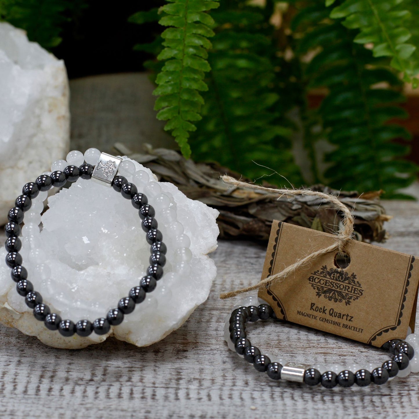 Pulsera de Cuarzo Blanco Magnéticas