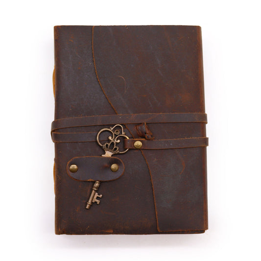 Libreta de piel oscura y llave - journaling