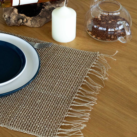 Mantel Individual Natural con flecos