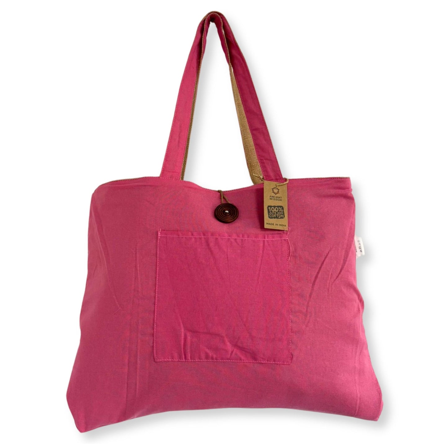 Bolsa Grande Reversible de Yute y Algodón - Rosa