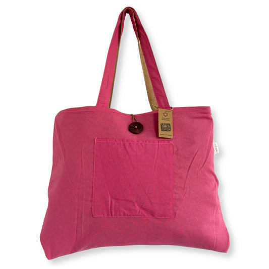 Bolsa Grande Reversible de Yute y Algodón - Rosa